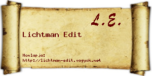 Lichtman Edit névjegykártya